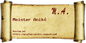 Meister Anikó névjegykártya